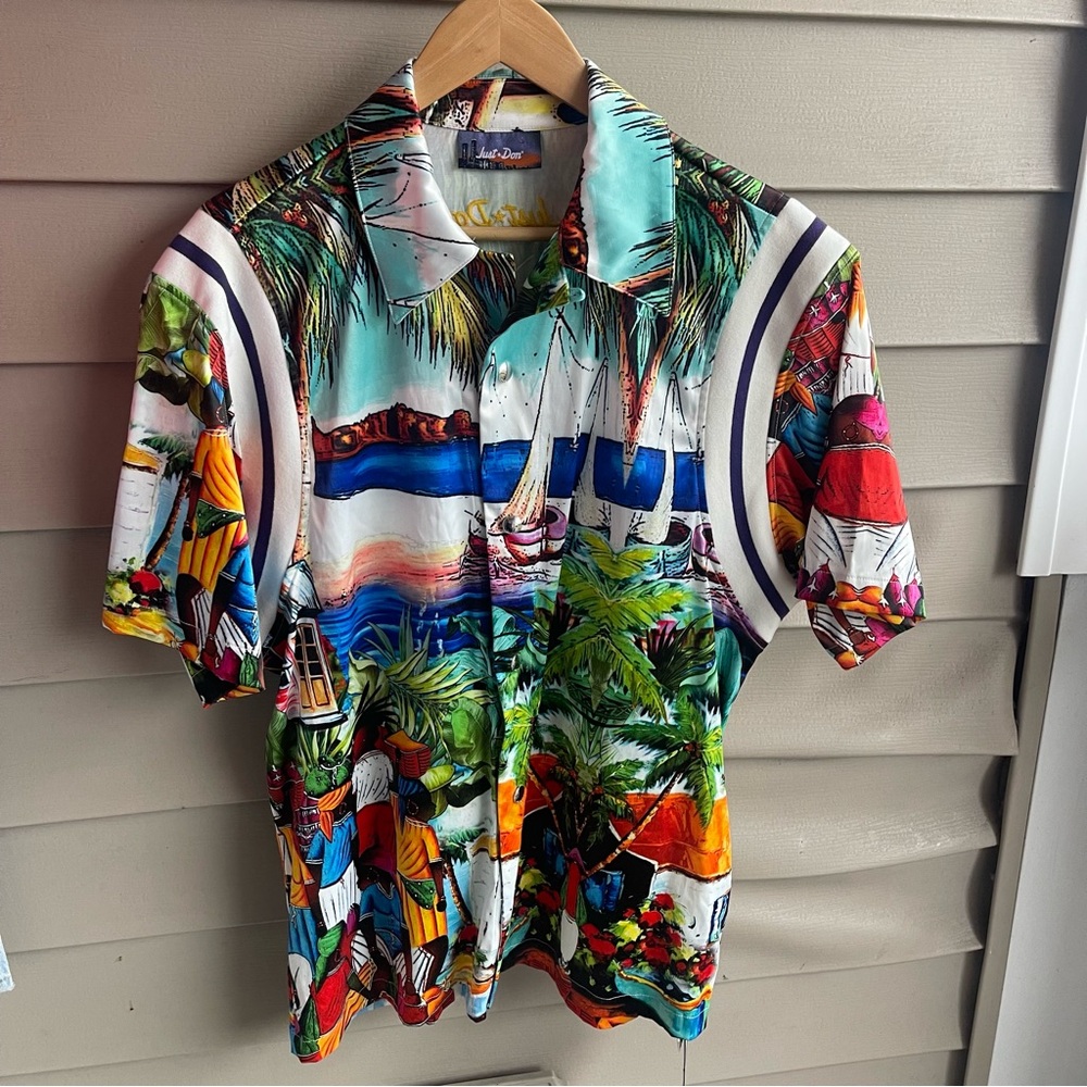 Just Don The Islanders Island Market Button Up Shirt Size M Camicia Uomo‎
